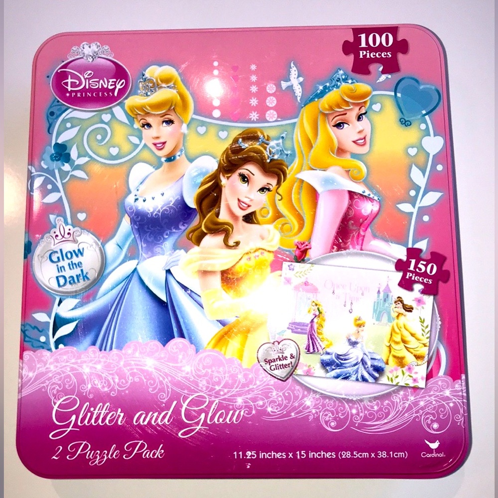 DISNEY PRINCESS 2 Puzzle Pack Glitter and Glow in the Dark